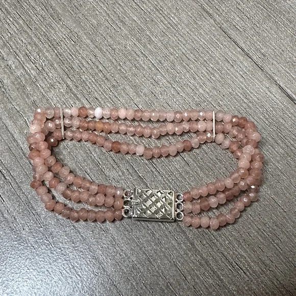 Triple-Strand Sunstone Beaded Bracelet - Picture 3 of 3